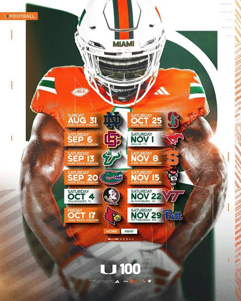 CORAL GABLES, Fla: Miami Hurricanes 2025 Football Schedule Revealed: Big Matchups, High Hopes, and Ticket Info” With eight home games on tap, fans will have plenty of opportunities to witness the Hurricanes in action, including a massive Week 1 showdown against… read full epic news details Below…