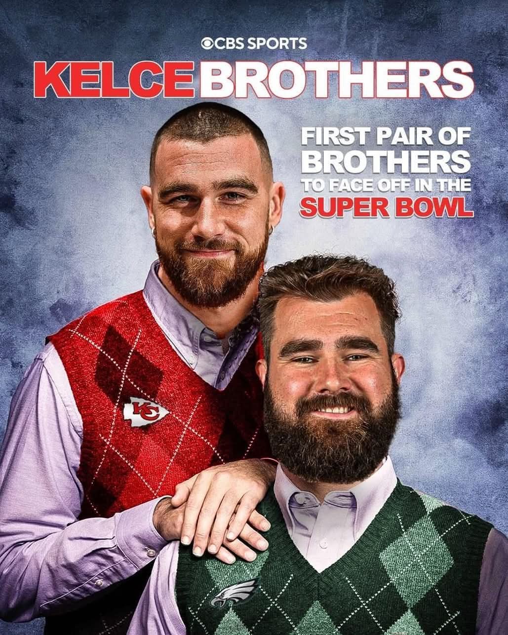 “The Kelce Brothers: a story of sibling rivalry, unwavering family bonds, and the ultimate clash on football’s grandest stage. Travis Kelce, the charismatic tight end who has electrified Chiefs Kingdom with his unmatched talent and larger-than-life personality, and Jason Kelce, the heart and soul of the Eagles’ offensive line, the epitome of grit and leadership. Two brothers, born from the same family but destined to stand on opposite sides of the field during the Super Bowl—a moment no one could have scripted better. This isn’t just about football; it’s about family.
