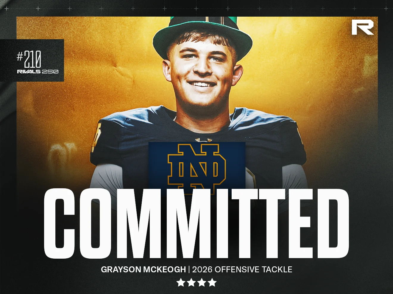 Notre Dame Football Commit Grayson McKeogh Skyrockets 168 Spots in Rankings, Earning Buzz as a Potential Future Five-Star