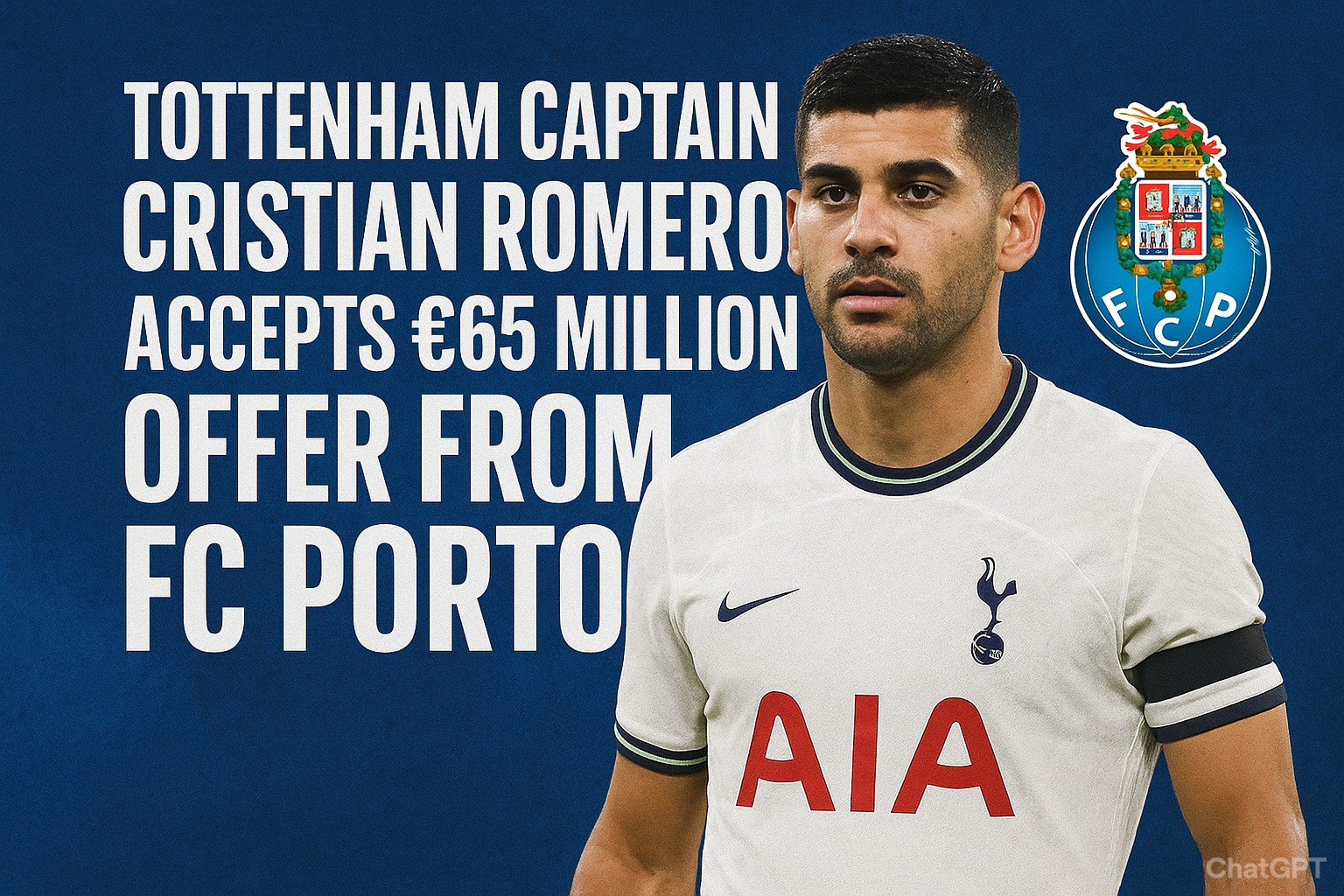 ÓTIMA NOTÍCIA : FC Porto finalmente concordou em pagar €65 milhões para contratar o capitão do Tottenham, Cristian Romero…ver mais